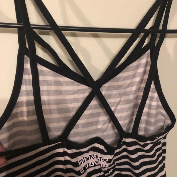 VS PINK strap detailed dress. Black and white striped. Size XS. - Picture 6 of 9